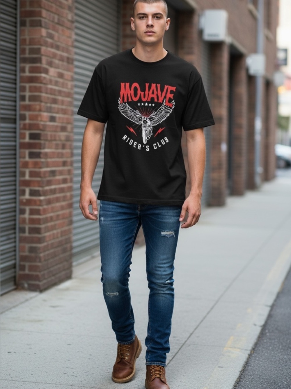 Kid Dangerous Black Red Mojave Biker Motorcycle Rider Graphic Tee Top sz L